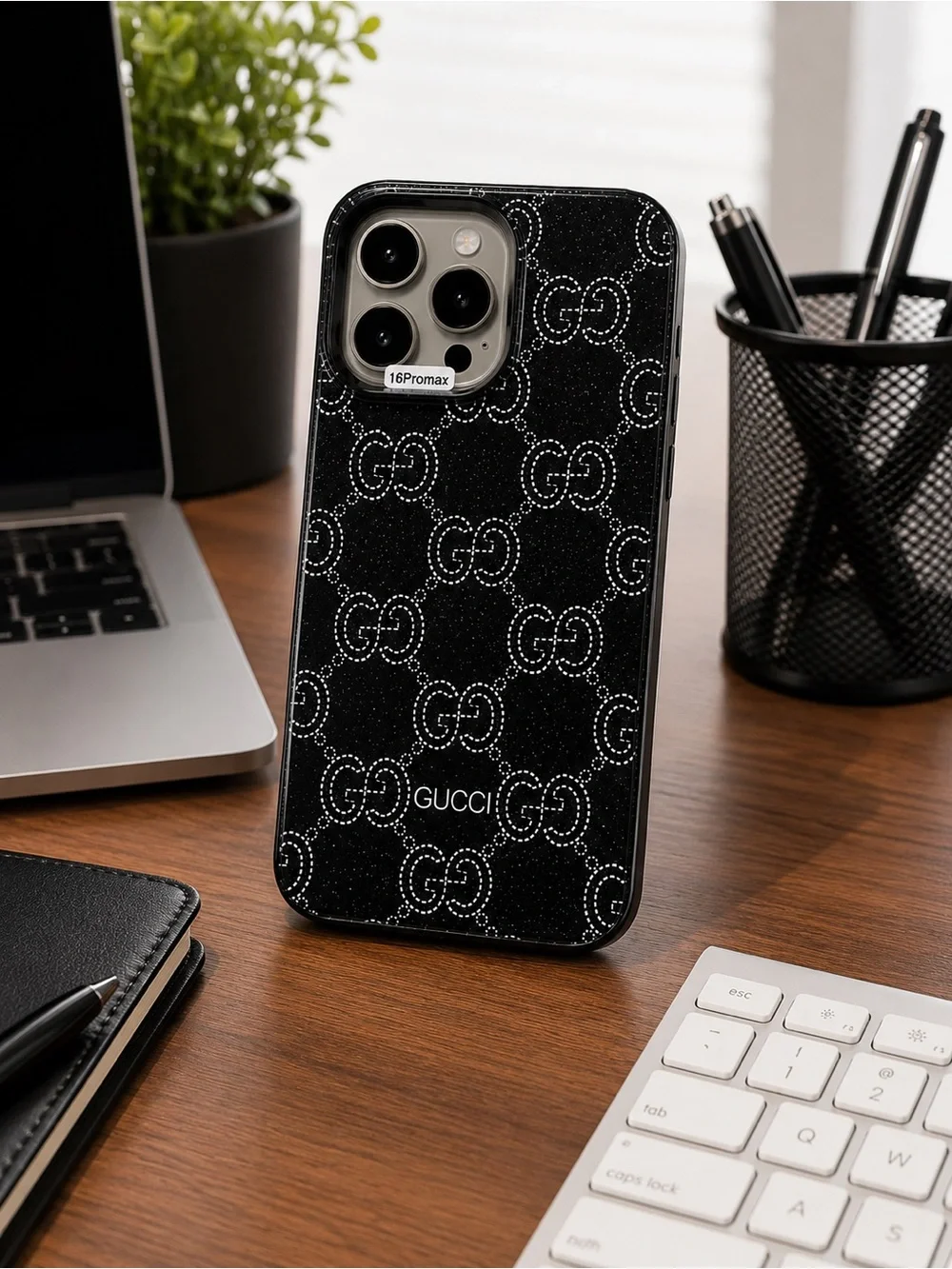 Gucci Black GG Pattern iPhone 16 Pro Max Case